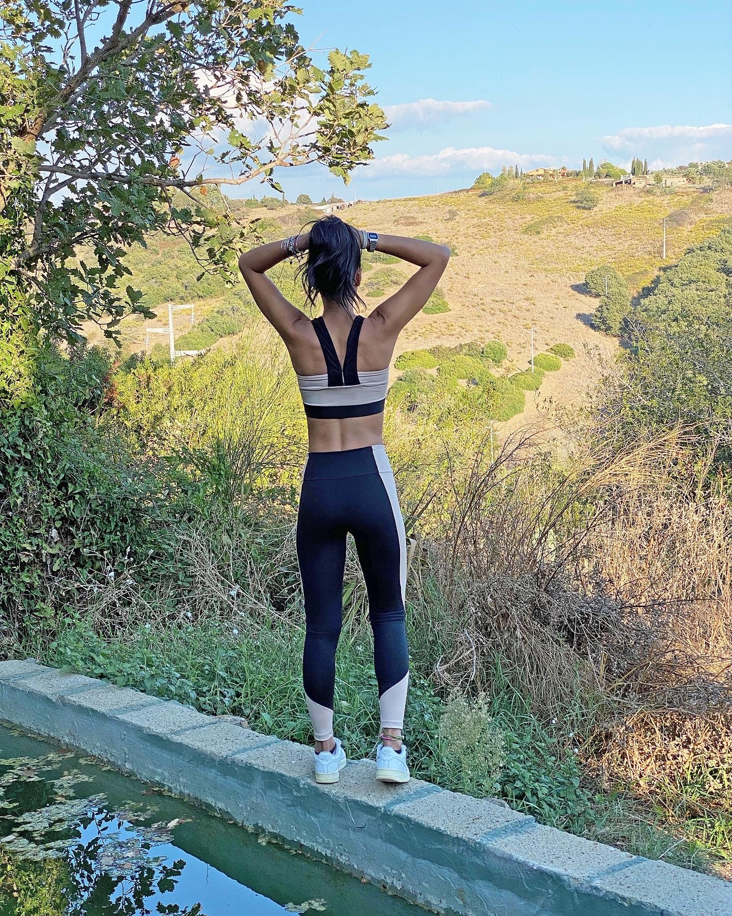 Legging nero e beige