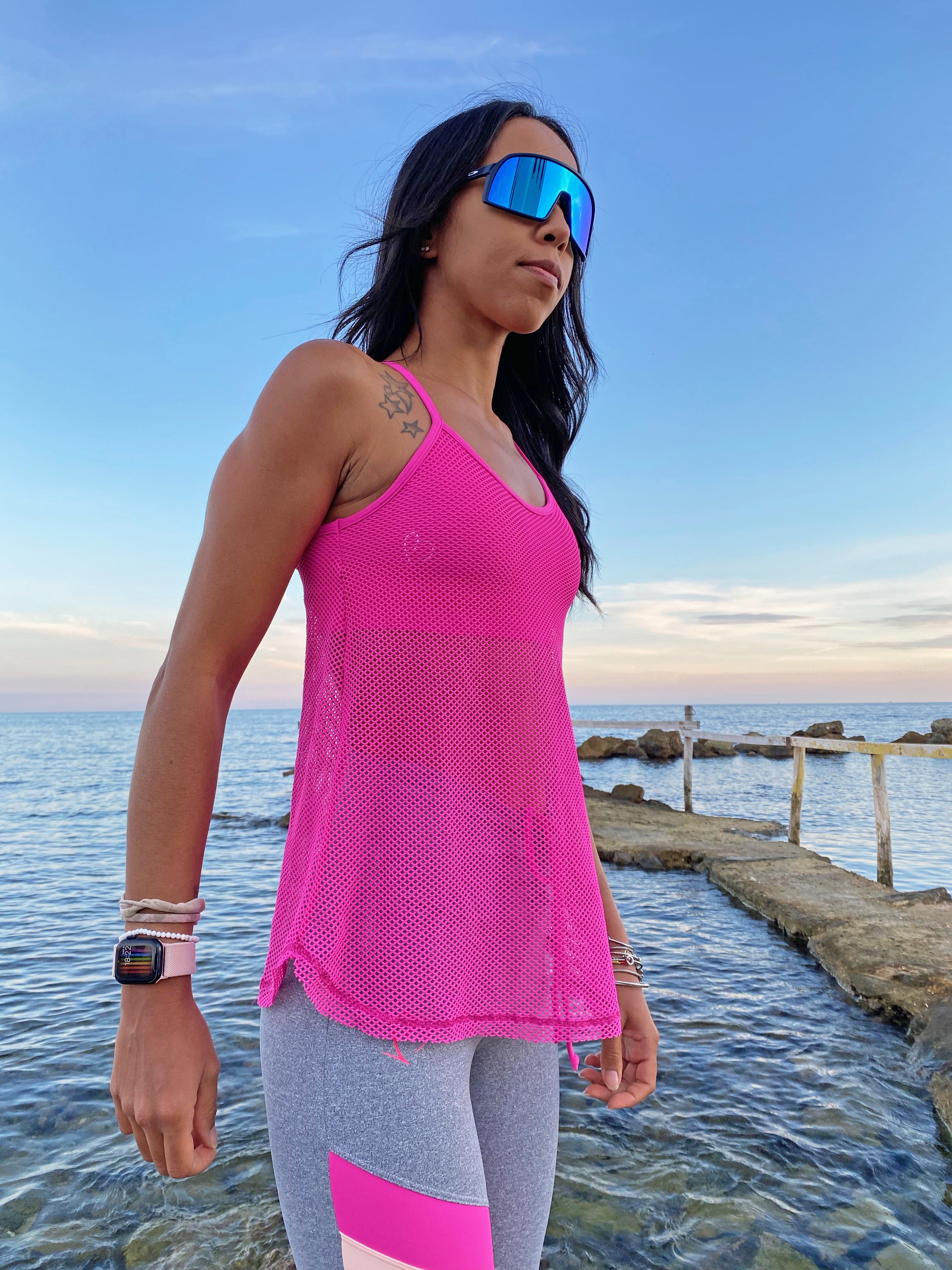 Canottiera con top fucsia