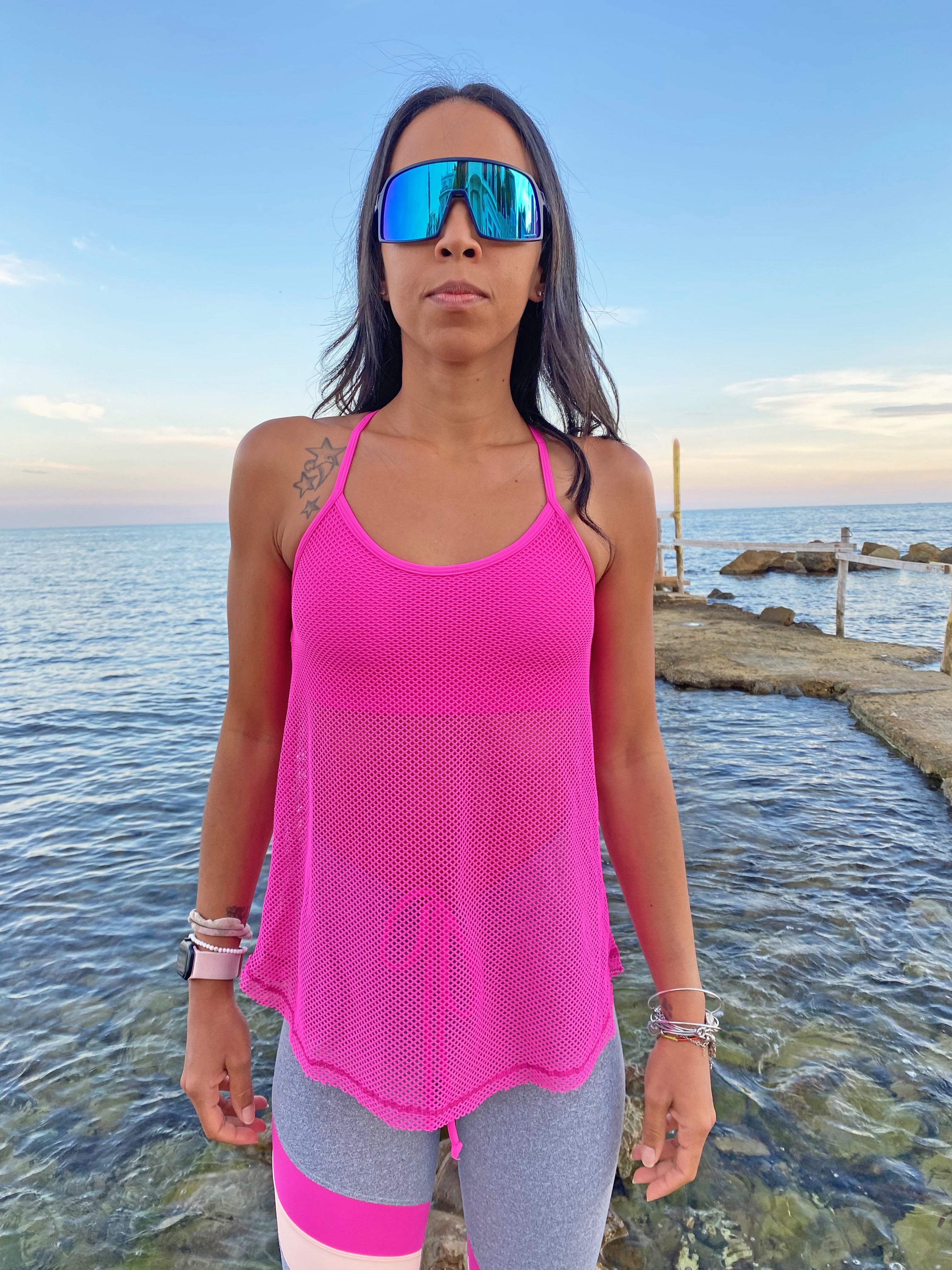 Canottiera con top fucsia