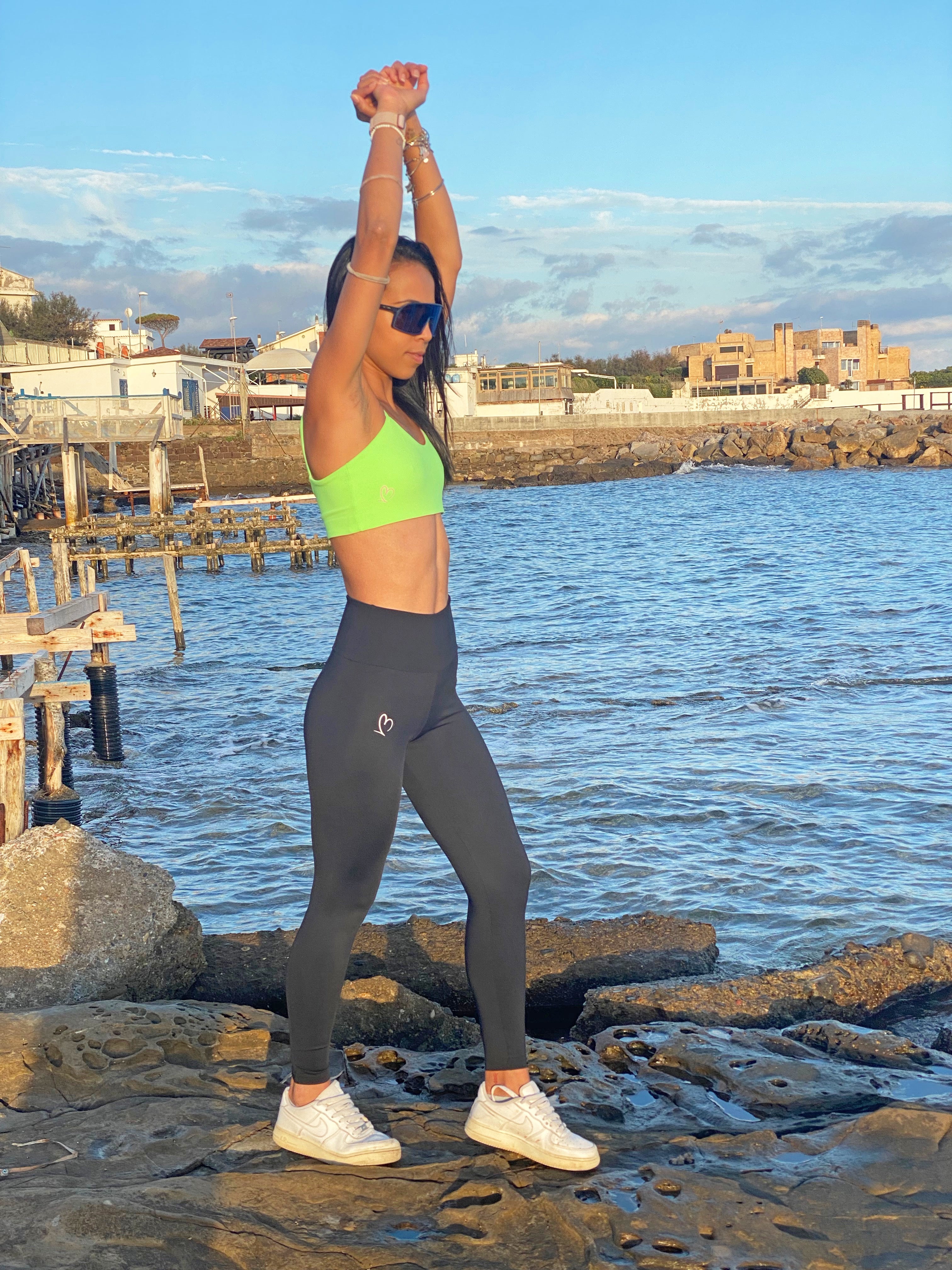 Top verde/lilla double-face