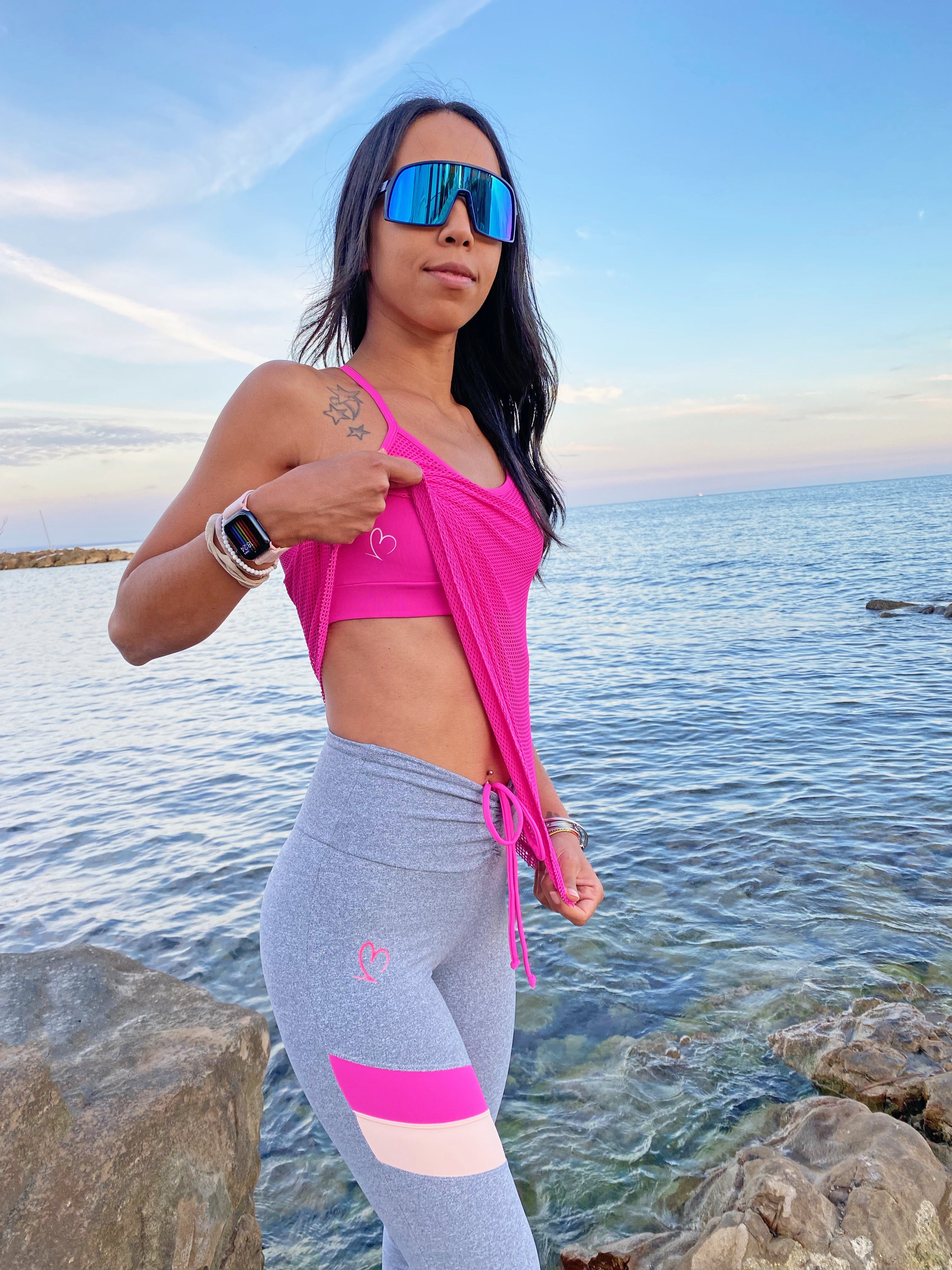 Canottiera con top fucsia