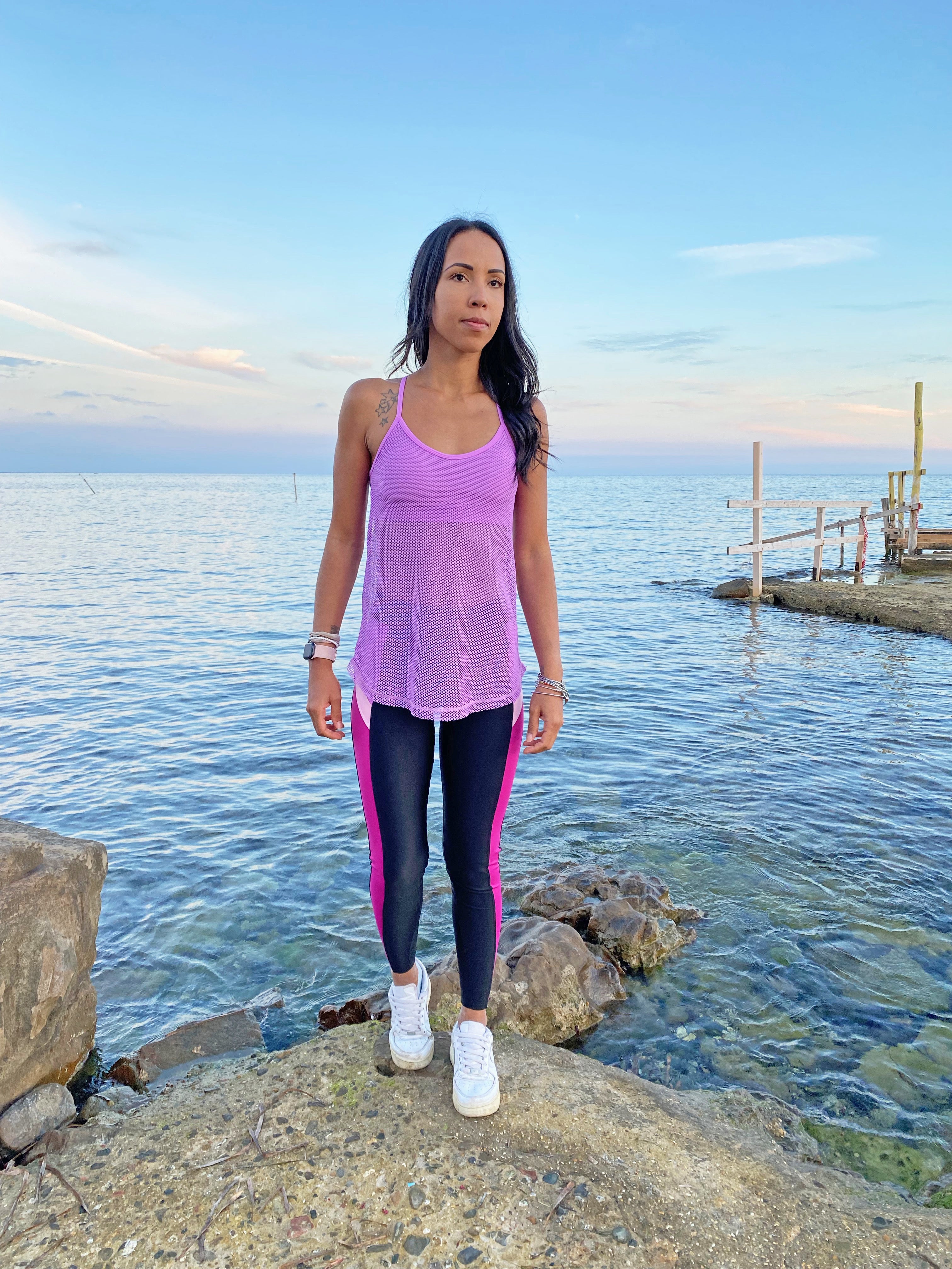 Canottiera con top lilla