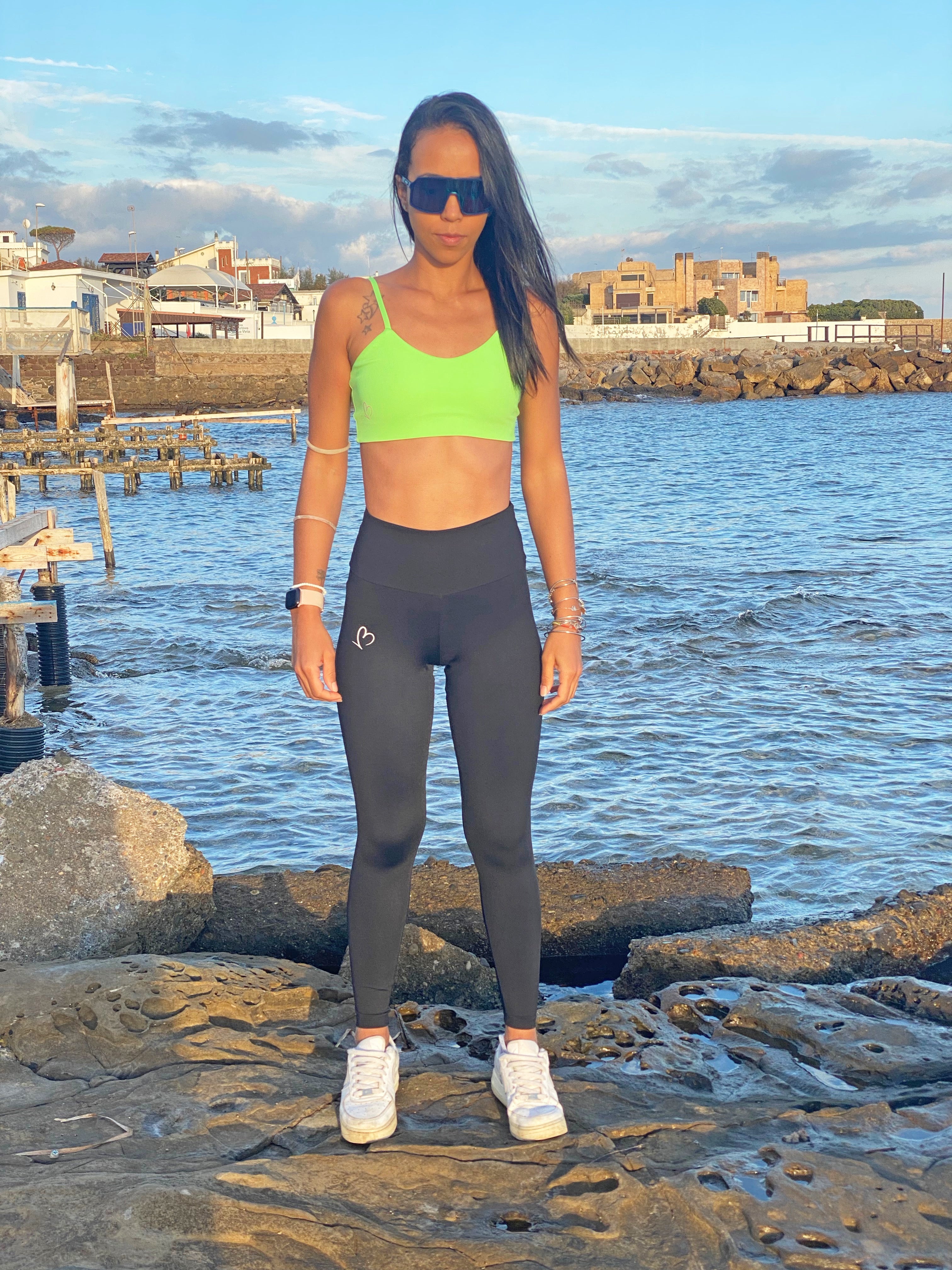 Top verde/lilla double-face