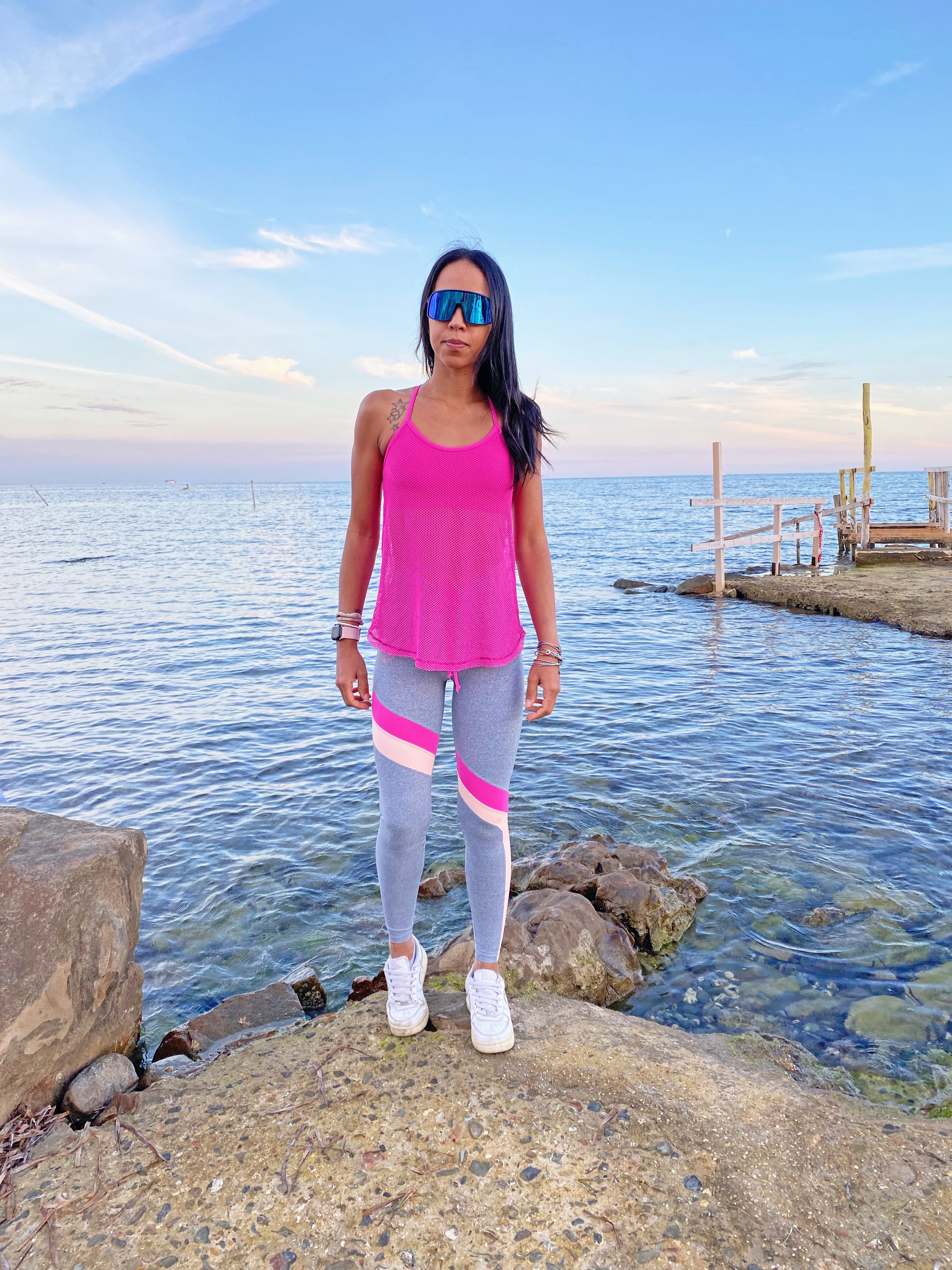 Canottiera con top fucsia